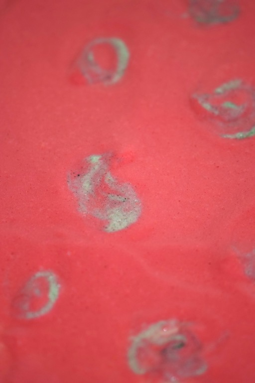 Tipps & Infos: Fruchtleder - eine gesunde Nascherei - Himbeer-Fruchtleder mit grünen Tupfern aus einem Ananas-Fuchtleder mit Spirulina