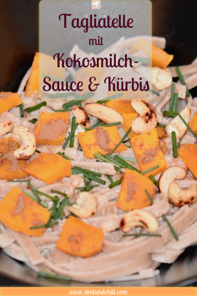 Tagliatelle - Kokosmilch - Sauce - Kürbis - vegan - glutenfrei - einfach - Pasta - Gemüse - Curry - Rezept - essen und trinken - Herbst