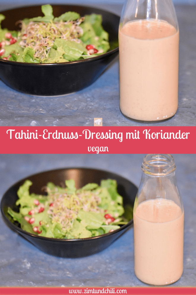 cremiges Tahina-Erdnuss-Dressing - Koriander - vegan - glutenfrei - orientalisch - asiatisch - Salat - schnell und einfach -rezept - levantinische Küche