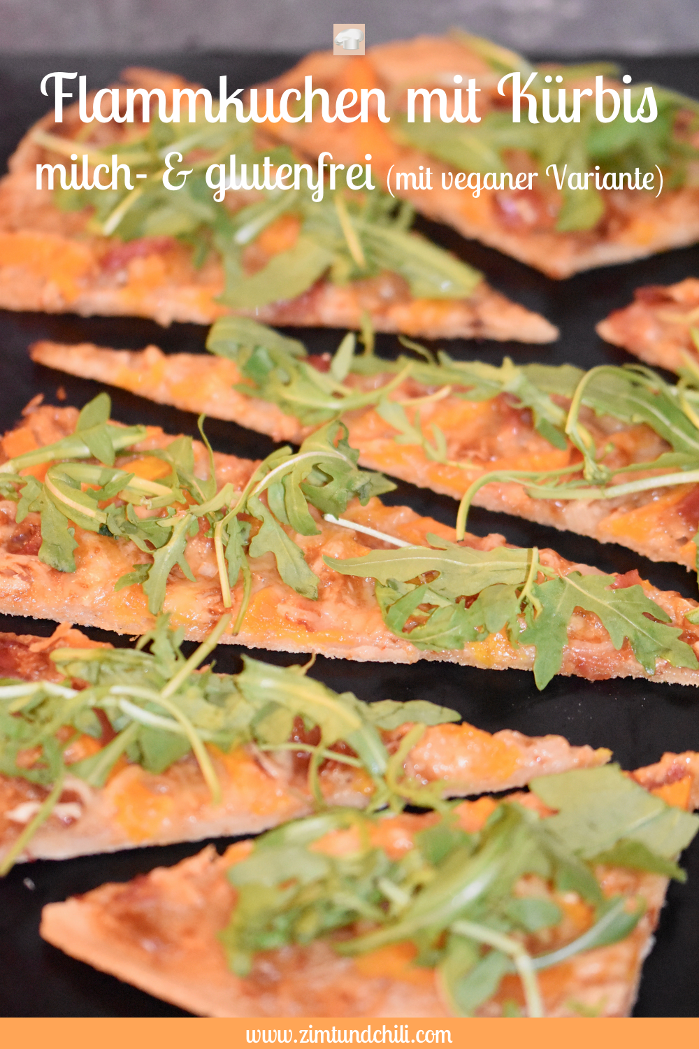 Flammkuchen - Kürbis - milchfrei - glutenfrei - Variante - Rezepte - einfach - Teig - Rucola