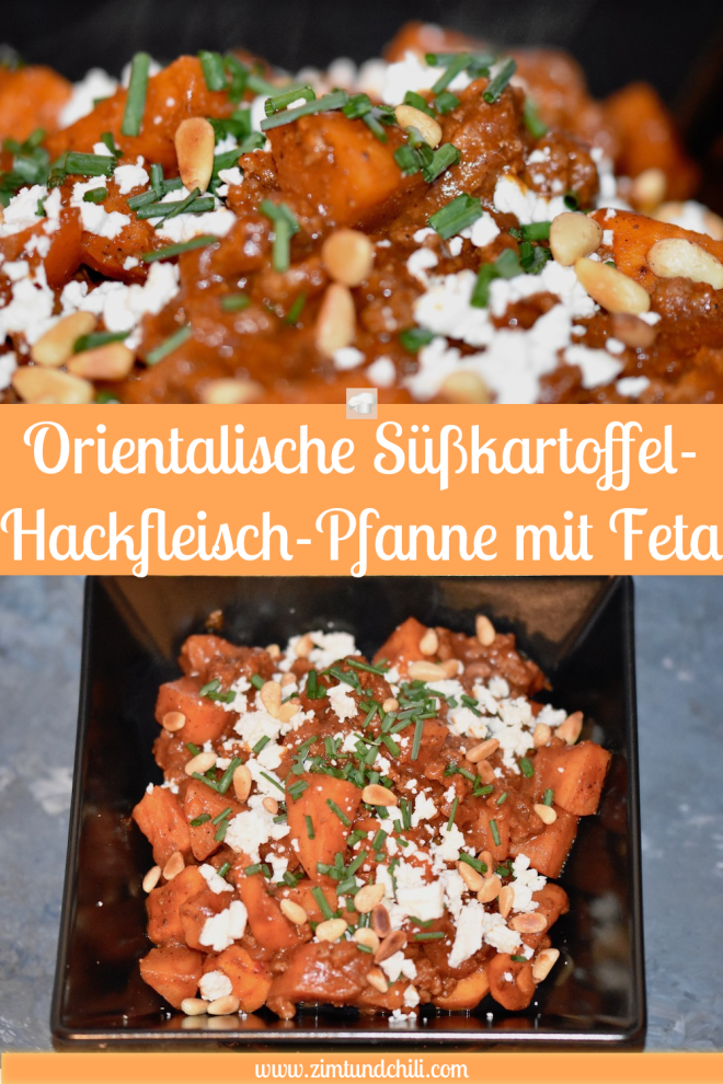orientalische Süßkartoffel-Hackfleisch-Pfanne mit Feta - orientalisch - Hackfleisch - Süßkartoffel - Feta - Lunchbox - kochen - Rezept - glutenfrei - schnellundeinfach