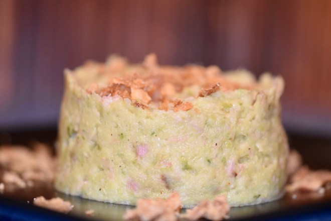 Rosenkohlpüree mit Schinken - Rosenkohlpüree - Schinken - Low Carb - ohne Kartoffeln - Rezept - milchfrei - glutenfrei - Beilage - Rosenkohl - einfach -schnell