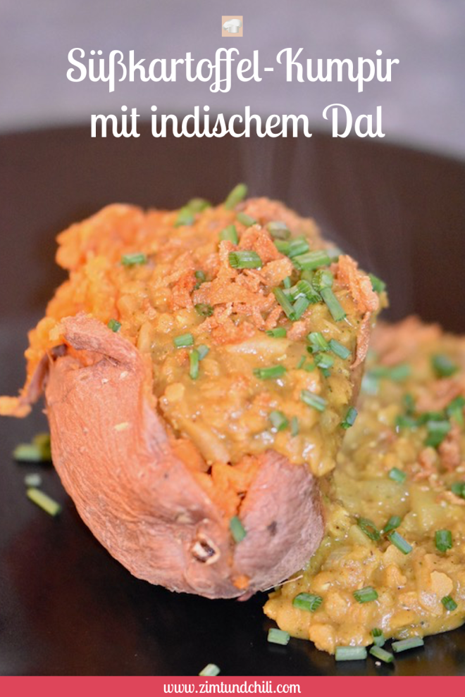 Süßkartoffel - Kartoffel - Kumpir - Ofen - Füllung - Dal - Rezepte - essen - Linsen - rote Linsen - Kokosmilch - vegan - indisch - einfach - vegetarisch