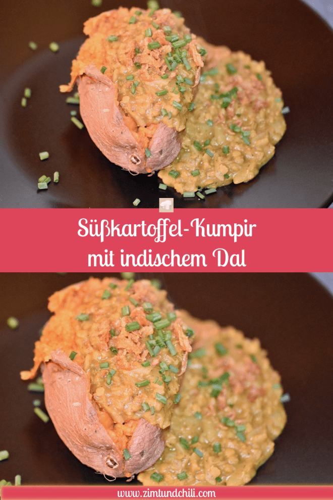 Süßkartoffel - Kartoffel - Kumpir - Ofen - Füllung - Dal - Rezepte - essen - Linsen - rote Linsen - Kokosmilch - vegan - indisch - einfach - vegetarisch