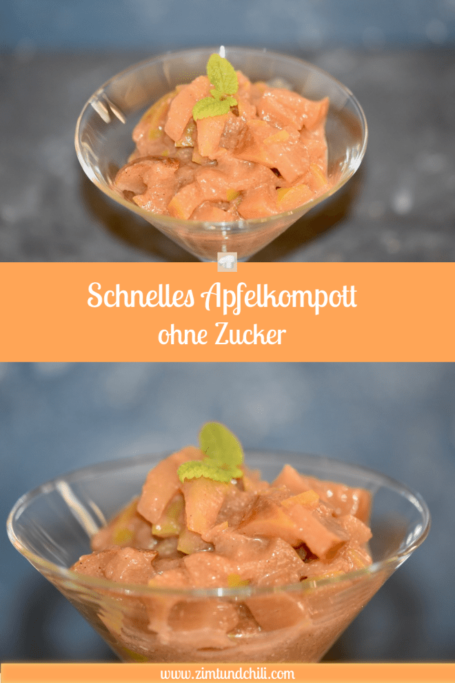 Apfelkompott - schnell - einfach - ohne Zucker - mit Zimt - Äpfel mit Schale - Rezepte - selber machen - haltbar - einkochen - einfrieren