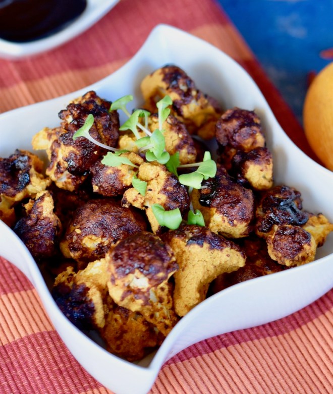 Blumenkohl-Wings - vegane Chicken Wings - Barbecue-Blumenkohl-Wings - vegan - glutenfrei - Rezept - gebacken - Ofen - knusprig - gebackener Blumenkohl - Blumenkohl Snack - einfach