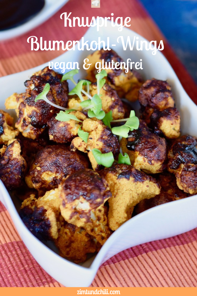 Blumenkohl-Wings - vegane Chicken Wings - Barbecue-Blumenkohl-Wings - vegan - glutenfrei - Rezept - gebacken - Ofen - knusprig - gebackener Blumenkohl - Blumenkohl Snack - einfach