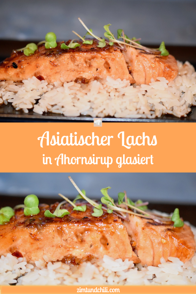 asiatischer Lachs in Ahornsirup glasiert - Lachs - asiatisch - glasiert - Ahornsirup - gebraten - Rezept - einfach - schnell - Marinade - Pfanne - glutenfrei - milchfrei