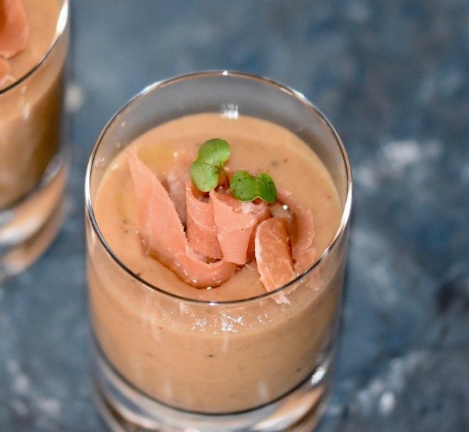 cremige Maronensuppe - Maronensuppe - cremig - einfach - lecker - Weihnachten - Schinken - Rezept - Portwein - Kokosmilch - gekochte Maronen - ohne Sahne - winterlich - Trüffelöl