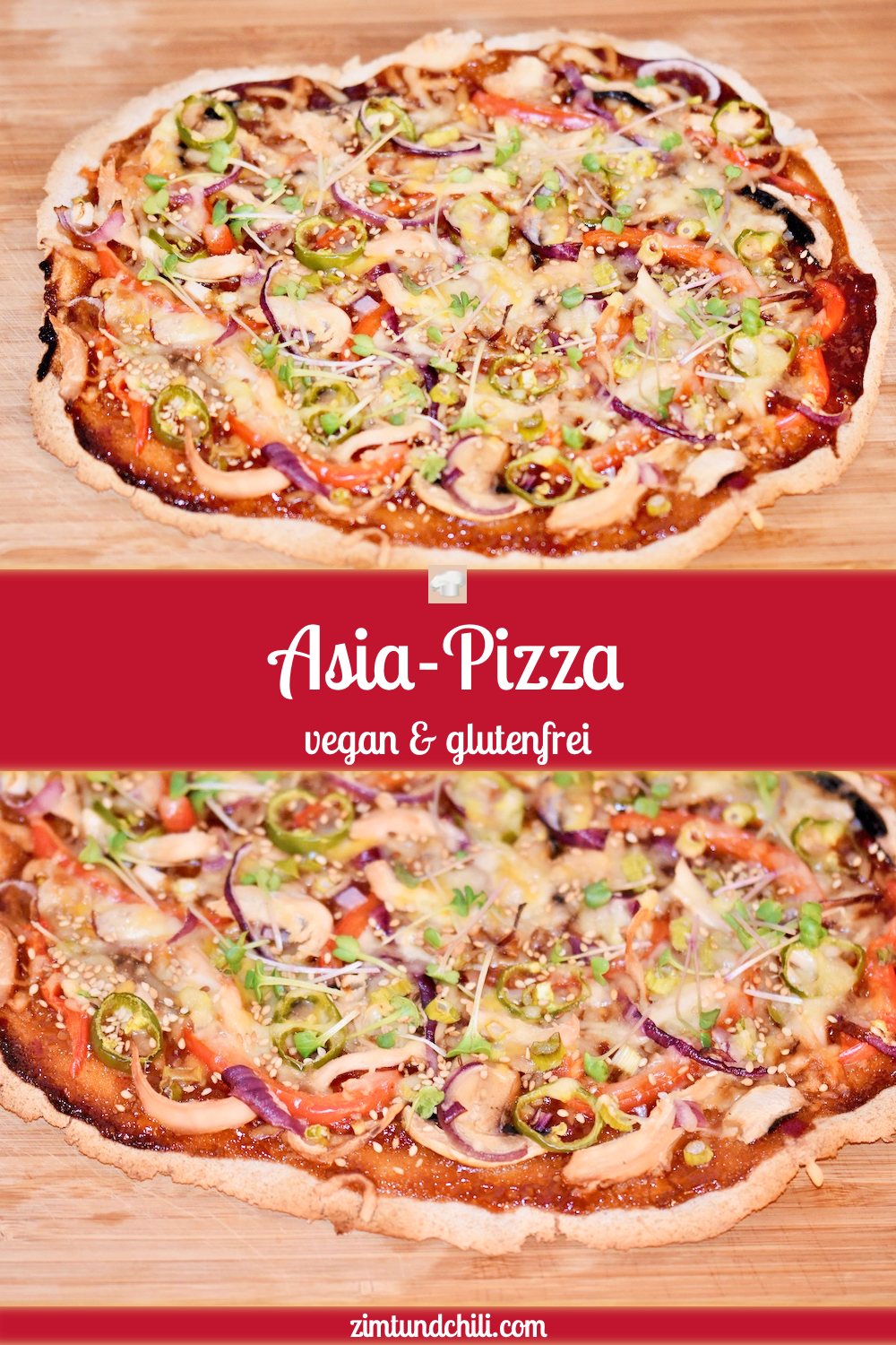 Asia-Pizza vegan und glutenfrei - Asia-Pizza - vegan - glutenfrei - Rezept - selber belegen - einfach - schnell - lecker - Ideen - vegetarisch - Herbst - Pizza asiatisch - Pizza