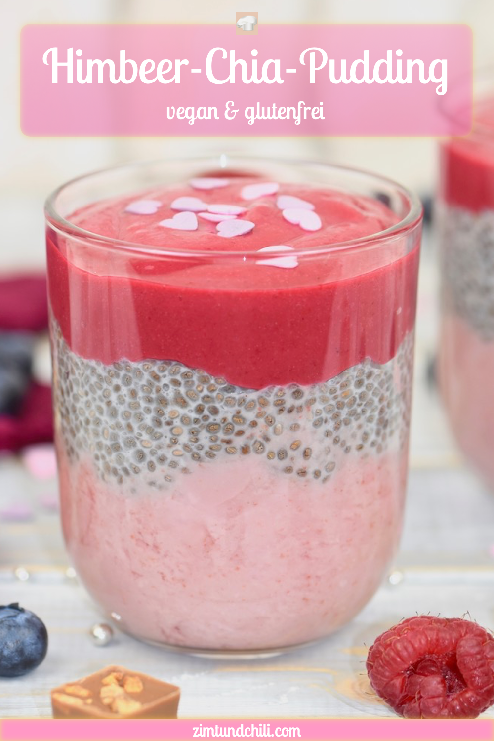 Himbeer-Chia-Pudding - Chia-Pudding - mit Himbeersauce - vegan - einfach - pflanzliche Milch - schnell - gesund - Rezept - Chia - glutenfrei - Low Carb - zuckerfrei