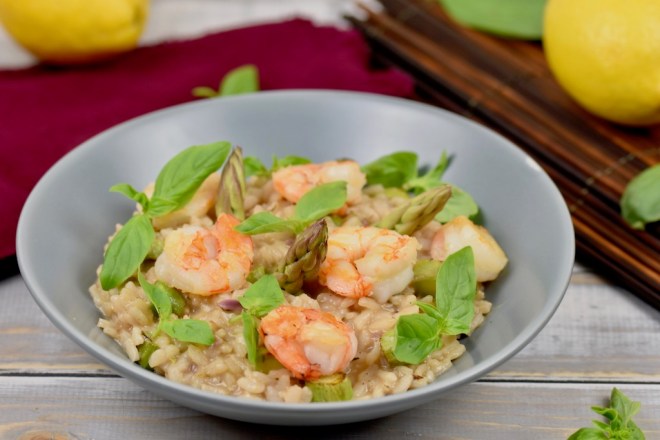 Limettenrisotto - Risotto - milchfrei - glutenfrei - grüner Spargel - Garnelen - Schnellkochtopf - Rezept - einfach - schnell - Spargel