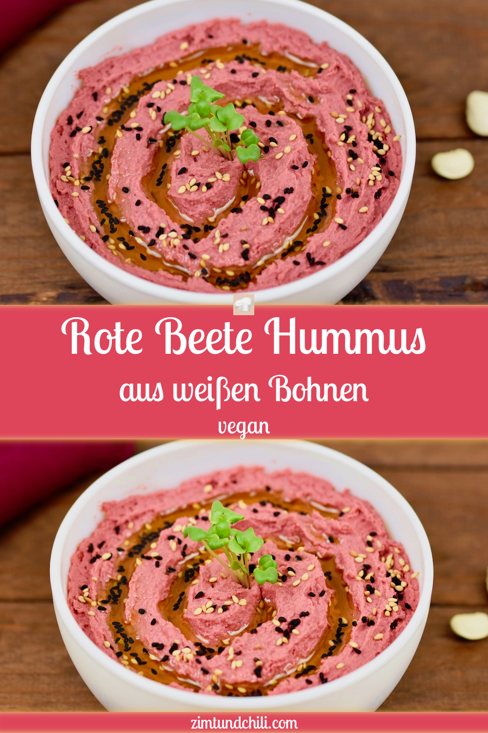 Rote Beete Hummus aus weißen Bohnen - Hummus - Rote Beete Hummus - ohne Kichererbsen - Rezept - einfach - schnell - Dip - Aufstrich - gesund - Rote Beete - vegan - glutenfrei - Bohnen