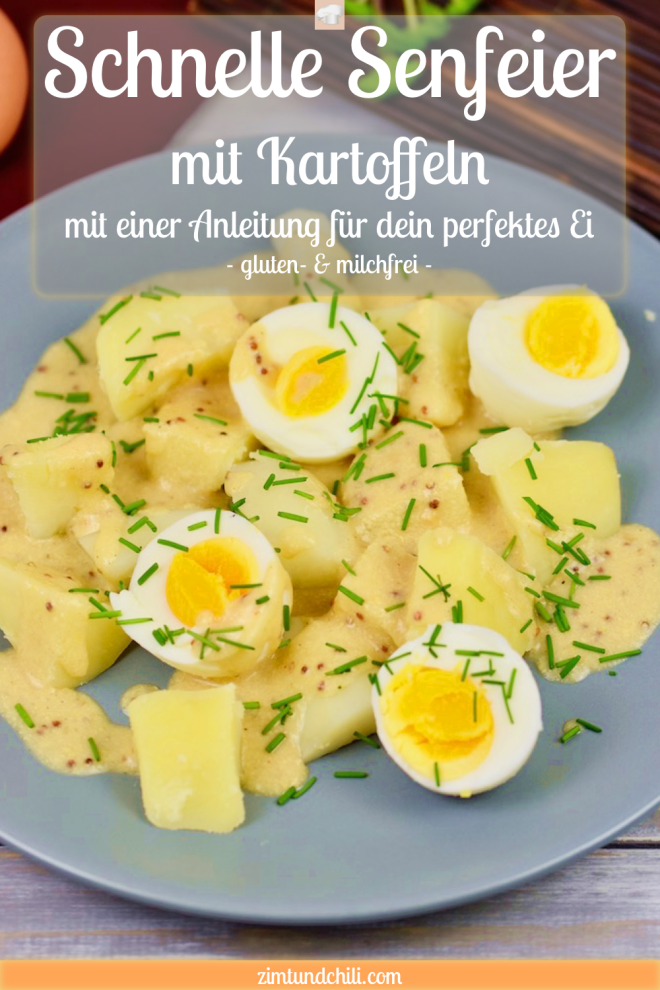 schnelle Senfeier mit Kartoffeln - Senfeier - Sauce - Senfsauce - schnell - einfach - mit Kartoffeln - Rezept - milchfrei - glutenfrei - ohne Mehl - Anleitung für das perfekte Ei - Eier kochen - Garzeit Eier - Eier im Topf kochen