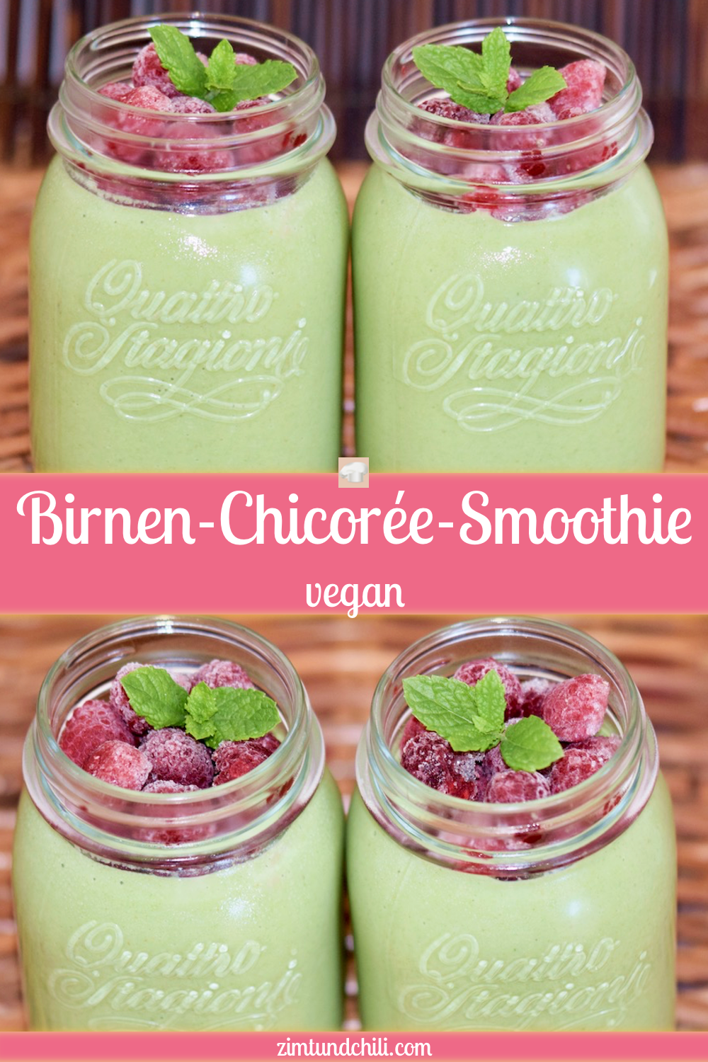 Birne-Chicorée-Smoothie - Smoothie - gesund - abnehmen - vegan - glutenfrei - grüne Smoothies - einfach - Rezept - Spinat - Frühstück - Getränk - Smoothie-Bowl