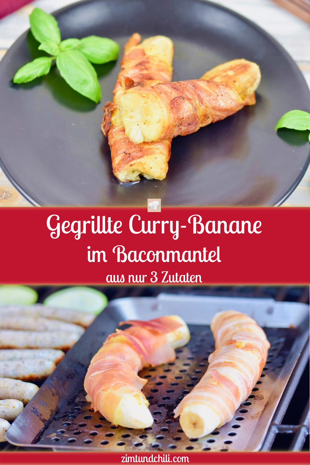 gegrillte Curry-Banane im Baconmantel - herzhaft - grillen - BBQ - Rezept - Bananen -Bacon - essen - Barbecue - Snack - gegrillte Banane im Speckmantel - glutenfrei - milchfrei -einfach - schnell