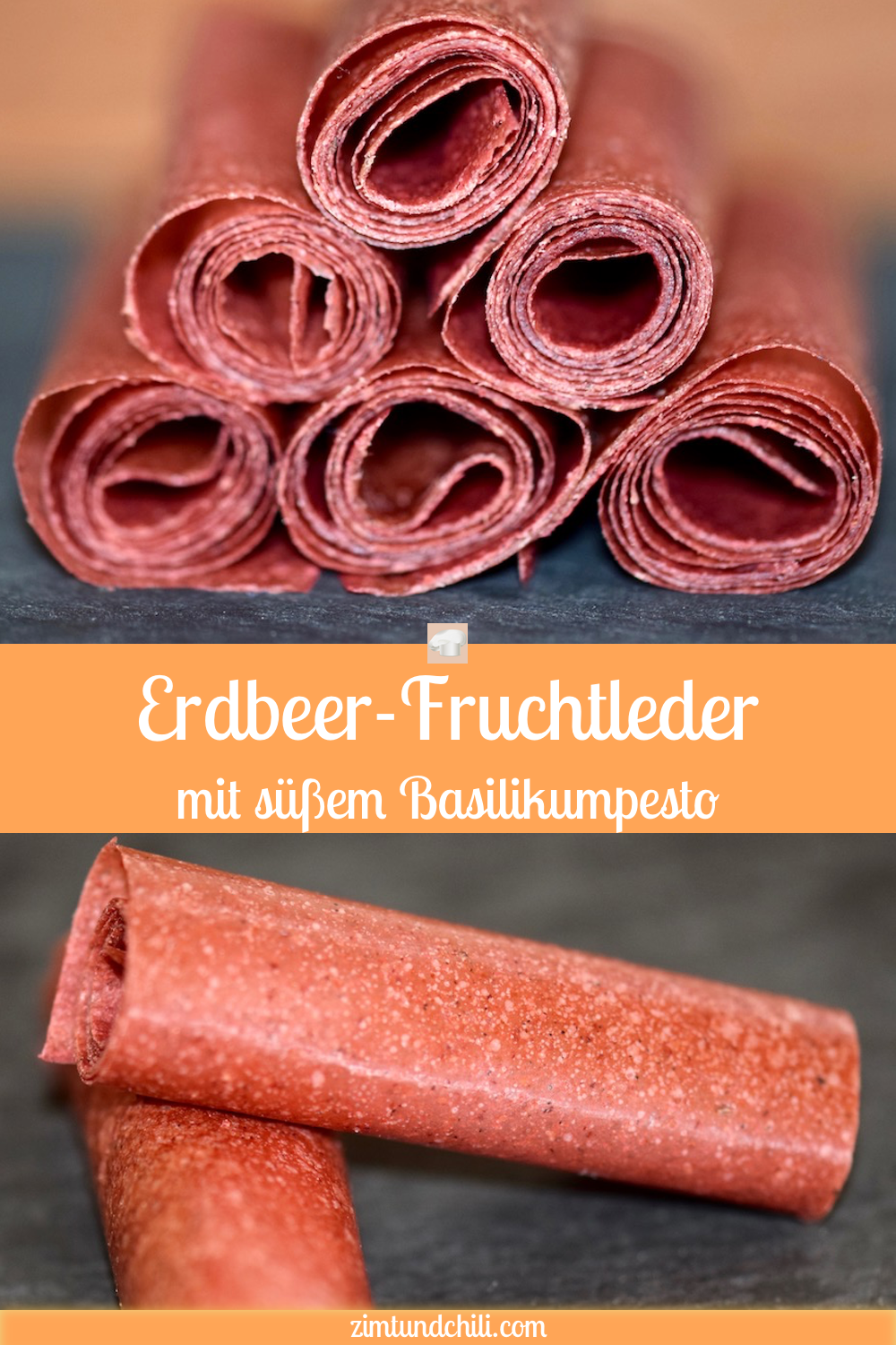 Erdbeer-Fruchtleder mit süßem Basilikumpesto - Erdbeer-Fruchtleder - Fruchtleder - Fruchtgummi - Basilikumpesto - süßes Pesto - Basilikum - Erdbeeren - Rezept - vegan - rohvegan - Clean Eating - herstellen - dörren - Obst - Backofen - Dörrautomat - selber machen - einfach - Süßigkeit - gesund naschen