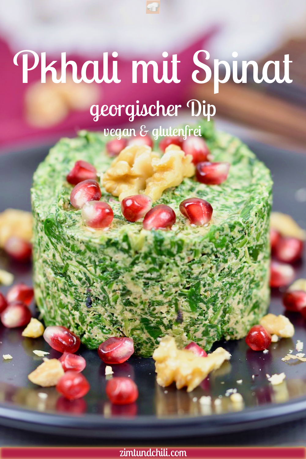 Pkhali mit Spinat - Pkhali - Spinat - Rezept - georgisch - Dip - Brotaufstrich - vegetarisch - vegan - glutenfrei - Walnüsse - Vorspeise