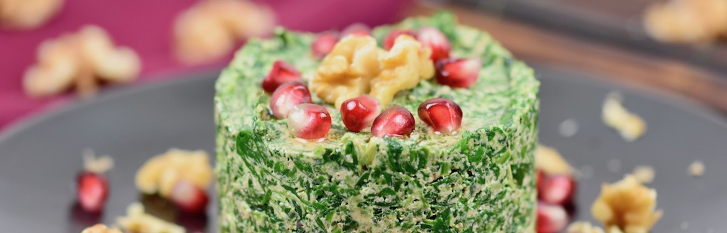 Pkhali mit Spinat - Pkhali - Spinat - Rezept - georgisch - Dip - Brotaufstrich - vegetarisch - vegan - glutenfrei - Walnüsse - Vorspeise