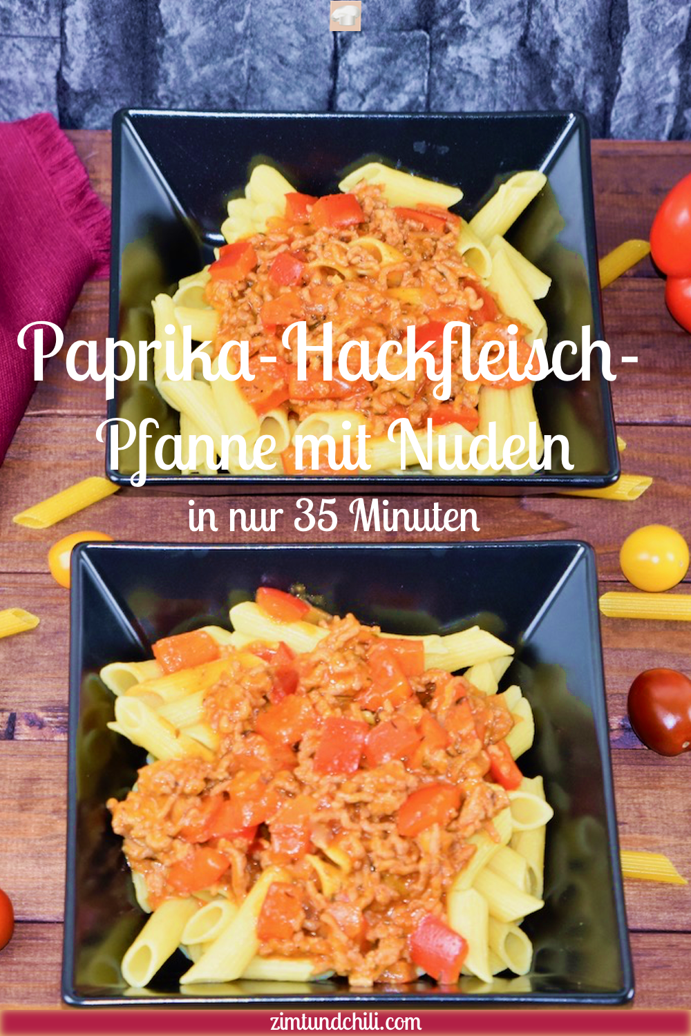 Paprika-Hackfleisch-Pfanne mit Nudeln - Rezept - glutenfrei - schnell - einfach - milchfrei - Pfannengericht - Hackfleisch - Nudeln - Paprika - Clean Eating - Abendessen