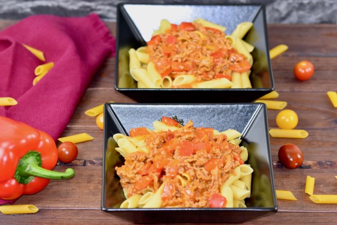 Paprika-Hackfleisch-Pfanne mit Nudeln - Rezept - glutenfrei - schnell - einfach - milchfrei - Pfannengericht - Hackfleisch - Nudeln - Paprika - Clean Eating - Abendessen