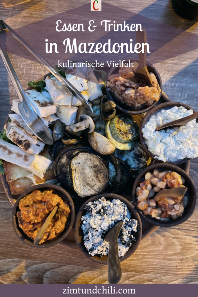 Essen und Trinken in Mazedonien - beschrifteter Pin