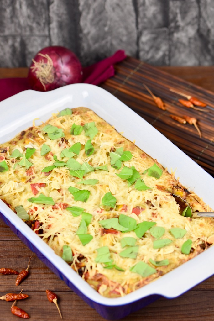 cremiger Kartoffelauflauf - Rezept - vegan - glutenfrei - mit Gemüse - einfach - gesund - Paprika - ohne Sahne - Auflauf - Kartoffelauflauf