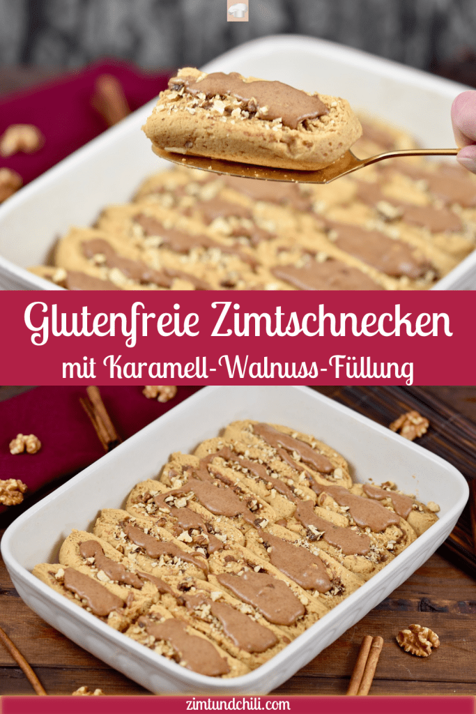 glutenfreie Zimtschnecken mit Karamell-Walnuss-Füllung - Zimtschnecken - glutenfrei - vegan - Rezept - mit Trockenhefe - Hefeschnecken - Hefeteig - Kanelbullar - Schneckennudel - Rollkuchen