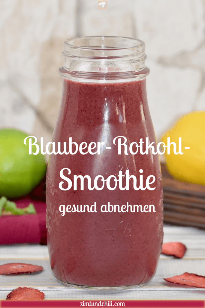 Blaubeer-Rotkohl-Smoothie - Smoothie - Rezept - gesund - abnehmen - roter Smoothie - Frühstück - mit Banane - selber machen - einfach - Frucht - Obst - Beeren
