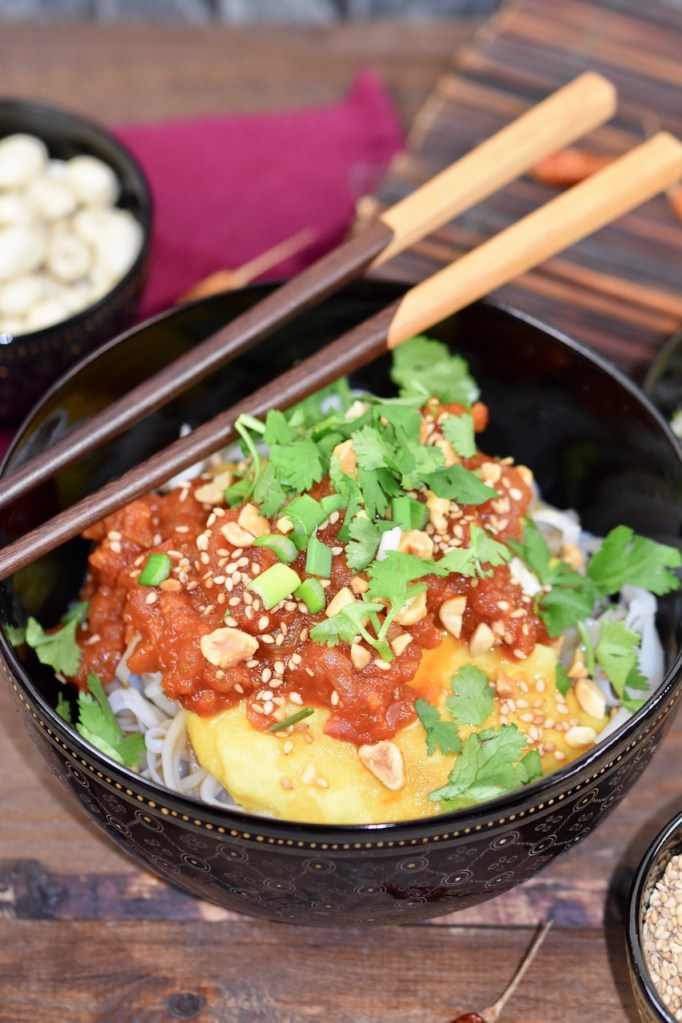 Shan-Nudeln - Rezept - glutenfrei - vegane Variante - burmesische Nudeln - asiatische Nudeln - Shan Khao Swé - Myanmar - burmesische Rezepte