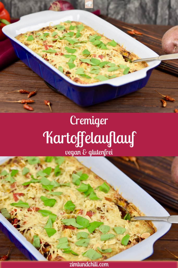 cremiger Kartoffelauflauf - Rezept - vegan - glutenfrei - mit Gemüse - einfach - gesund - Paprika - ohne Sahne - Auflauf - Kartoffelauflauf