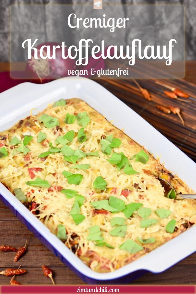 cremiger Kartoffelauflauf - Rezept - vegan - glutenfrei - mit Gemüse - einfach - gesund - Paprika - ohne Sahne - Auflauf - Kartoffelauflauf