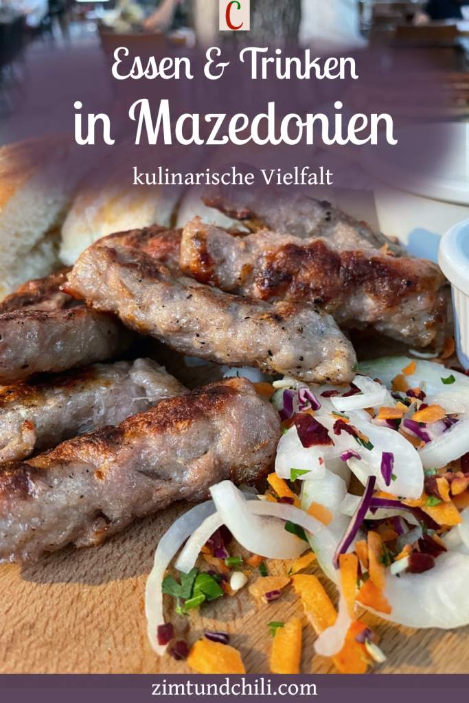 Essen und Trinken in Mazedonien - beschrifteter Pin