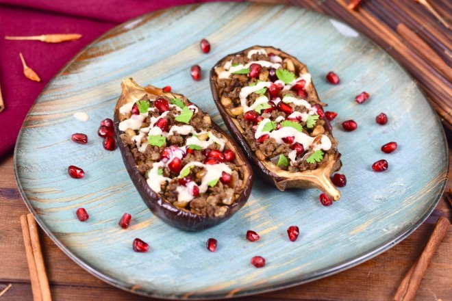 gefüllte Auberginen mit Hackfleisch - orientalisch - Rezept - gefüllte Auberginen - milchfrei - glutenfrei - Low Carb - gebackene Auberginen - Clean Eating