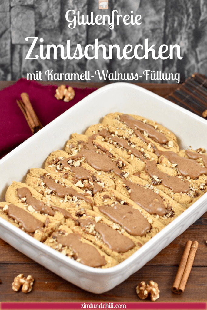 glutenfreie Zimtschnecken mit Karamell-Walnuss-Füllung - Zimtschnecken - glutenfrei - vegan - Rezept - mit Trockenhefe - Hefeschnecken - Hefeteig - Kanelbullar - Schneckennudel - Rollkuchen