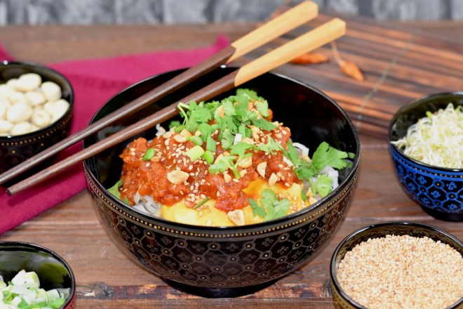 Shan-Nudeln - Rezept - glutenfrei - vegane Variante - burmesische Nudeln - asiatische Nudeln - Shan Khao Swé - Myanmar - burmesische Rezepte