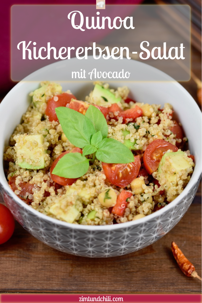 Quinoa-Kichererbsen-Salat - mit Avocado - Rezept - vegan - schnell - einfach - abnehmen - gesund - glutenfrei - Salat - Meal Prep