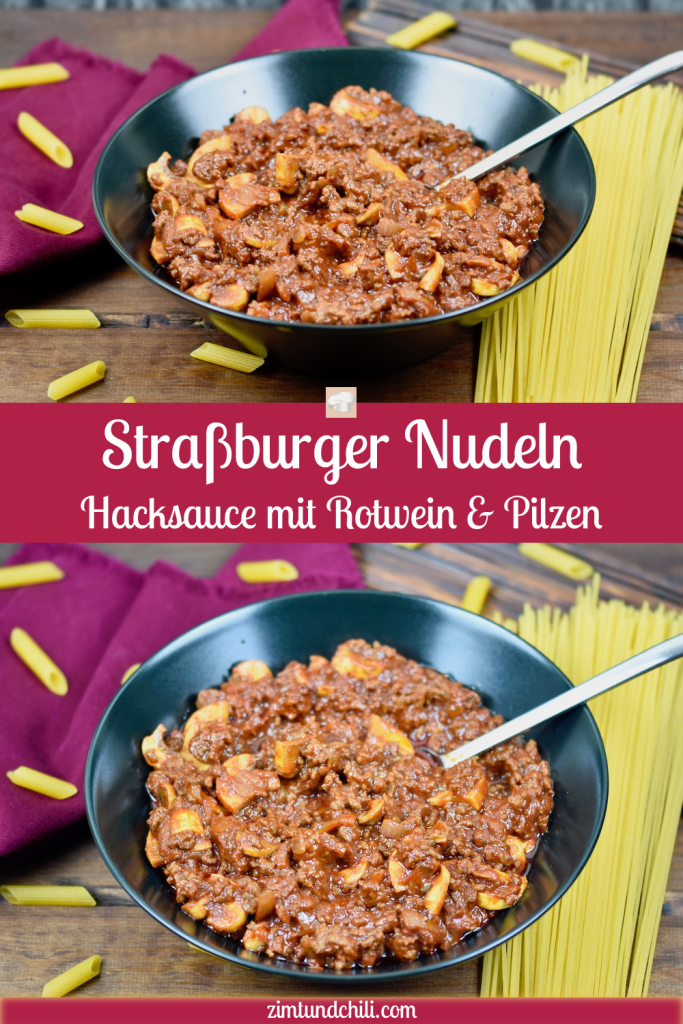 Straßburger Nudeln - Straßburger Auflauf - Rotwein - Hackfleisch - Champignons - Rezept - schnell und einfach - glutenfrei - milchfrei - Nudeln - Pasta