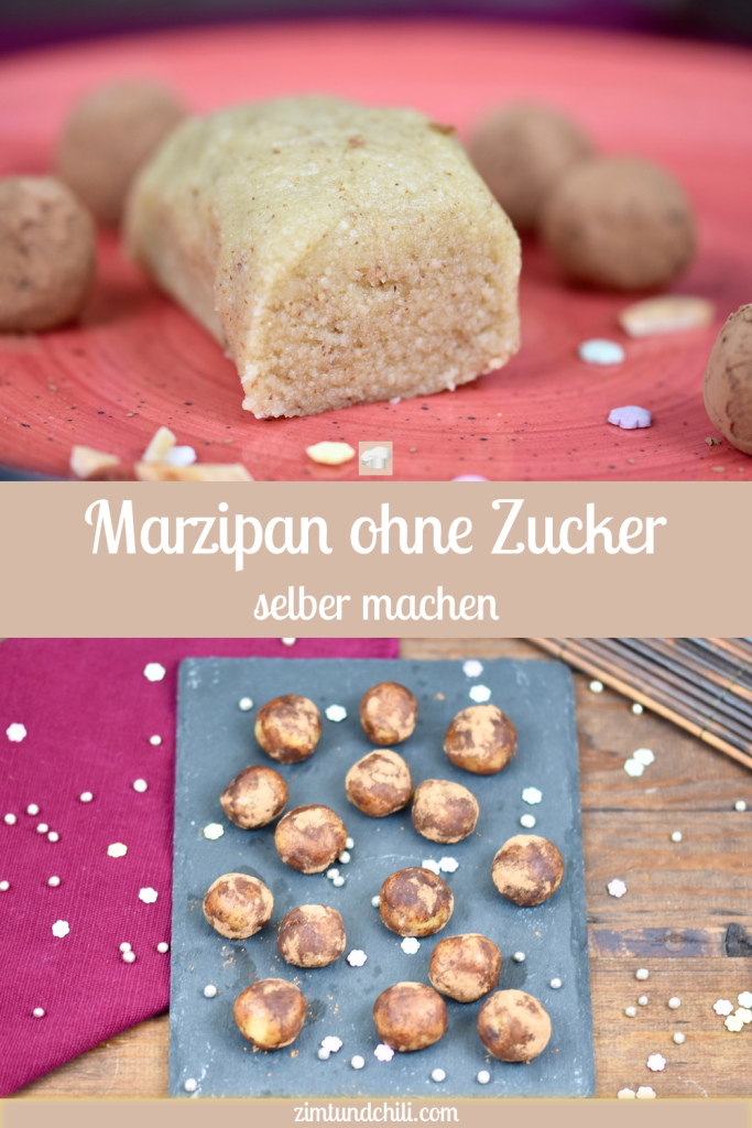 Marzipan selber machen - ohne Zucker - Rezept - Marzipan - weißes Marzipan - vegan - glutenfrei - selber herstellen - Mandelmehl - mit Rosenwasser - ohne Rosenwasser - zuckerfrei - Marzipankartoffeln - DIY