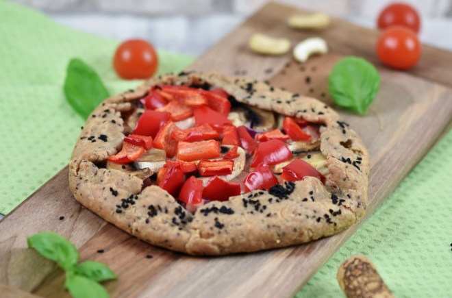 Knusprige Galette mit Paprika und Pilzen – Rezept&nbsp;vegan