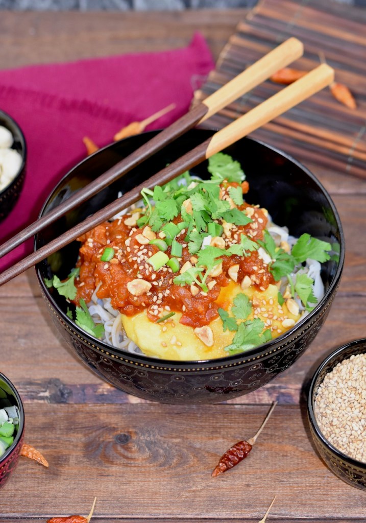 Shan-Nudeln - Rezept - glutenfrei - vegane Variante - burmesische Nudeln - asiatische Nudeln - Shan Khao Swé - Myanmar - burmesische Rezepte