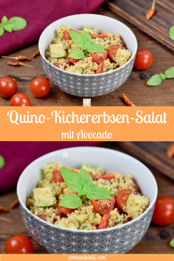 Quinoa-Kichererbsen-Salat - mit Avocado - Rezept - vegan - schnell - einfach - abnehmen - gesund - glutenfrei - Salat - Meal Prep
